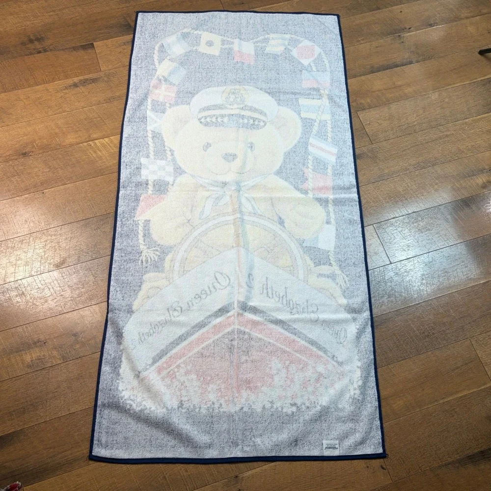 Vintage Hilasal QE2 Queen Elizabeth 2 Teddy Bear 59x29 Bath Beach Towel